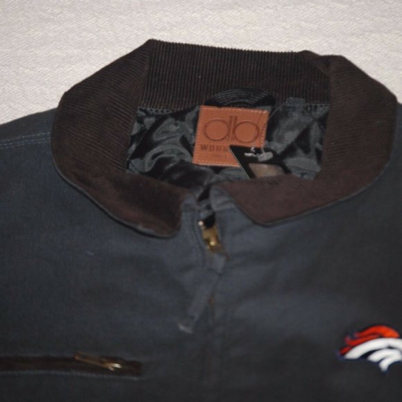 2022 NFL DENVER BRONCOS "DB WORKWEAR" WORKMAN JACKET MED HEAVY CANVAS BLUE - Picture 12 of 12